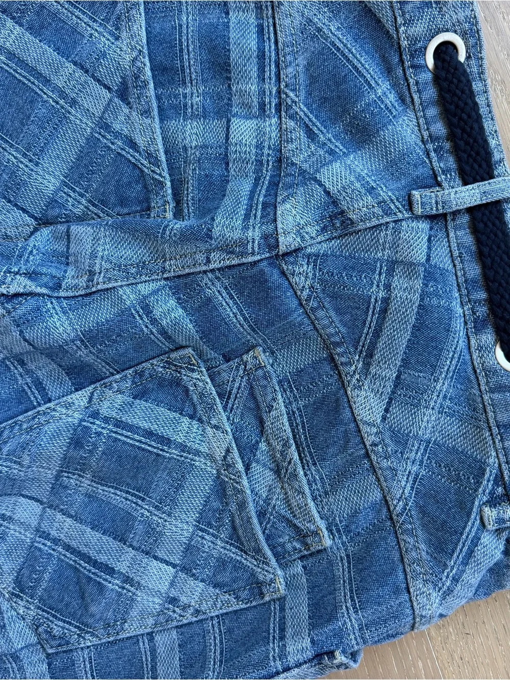 bohme Blue Plaid Barrel Jeans - Picture 8 of 8
